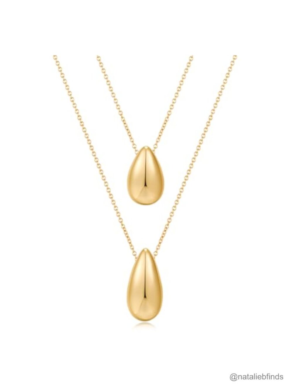 14K Gold Plated Layered Teardrop Pendant Necklace Set for Women Dainty Trendy